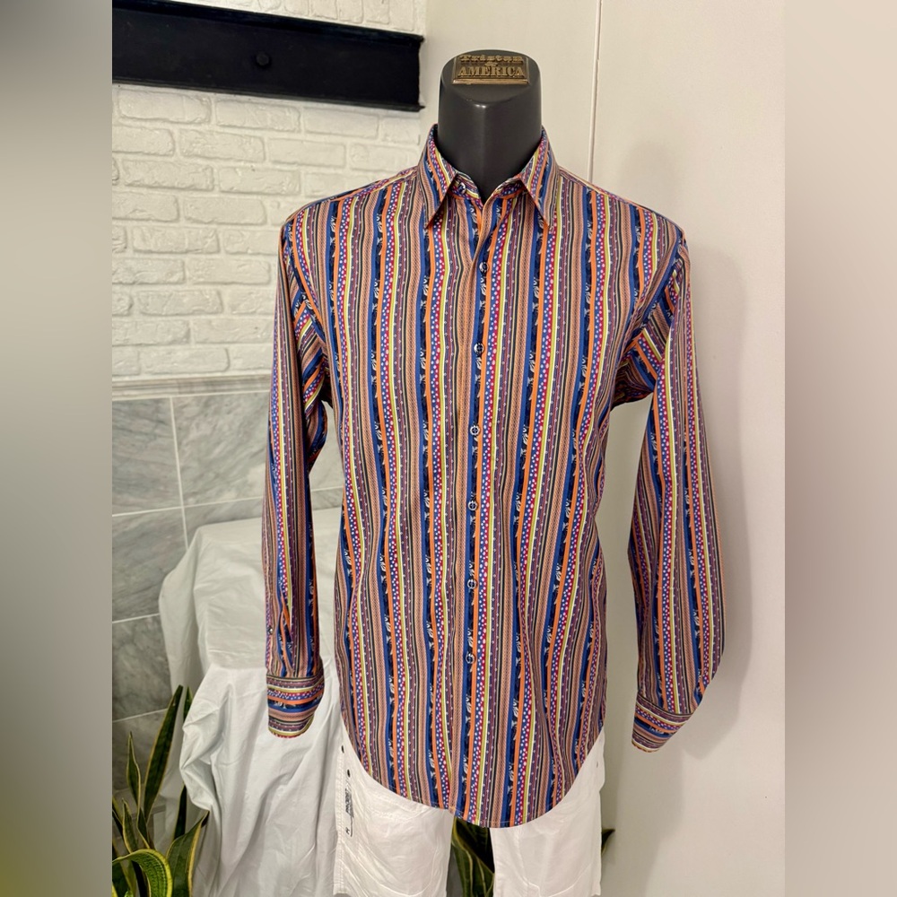 Stylish Robert Graham Men's Multicolor Striped Shirt like new